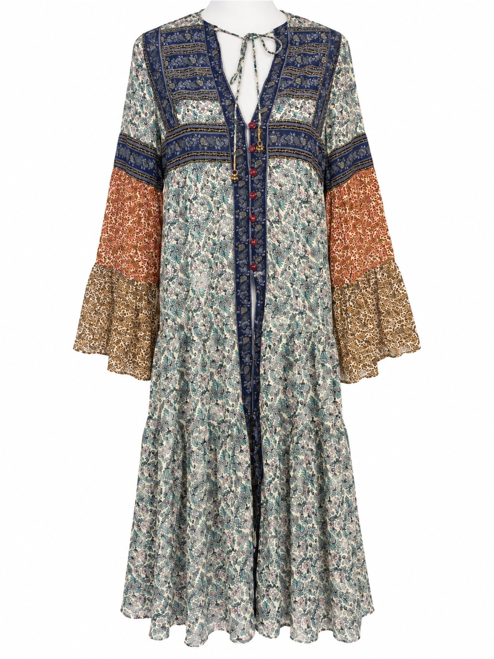 Free People Music of the Night Boho Maxi Kimono Dress XS - Picture 3 of 8